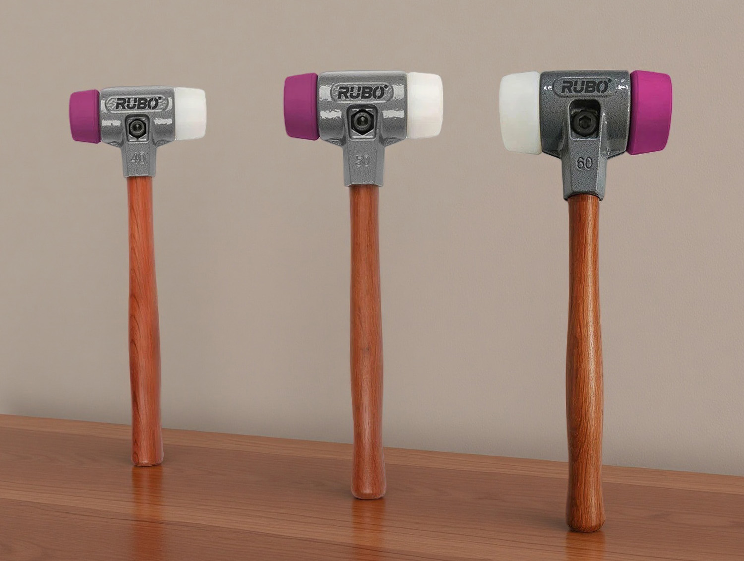 RUBO胡桃木柄可换头安装锤